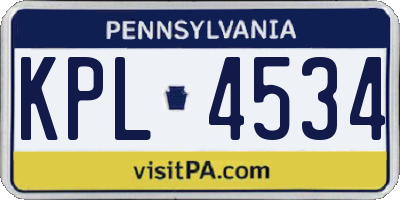 PA license plate KPL4534