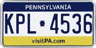 PA license plate KPL4536