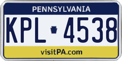 PA license plate KPL4538