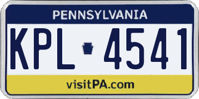 PA license plate KPL4541
