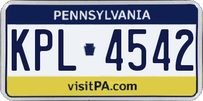 PA license plate KPL4542