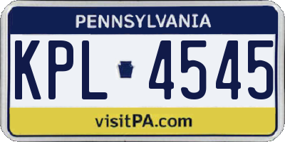 PA license plate KPL4545