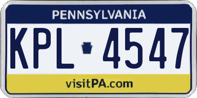 PA license plate KPL4547