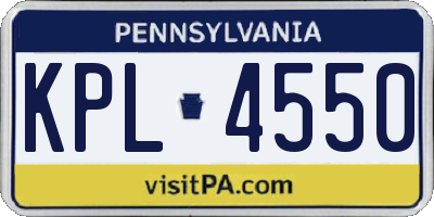PA license plate KPL4550