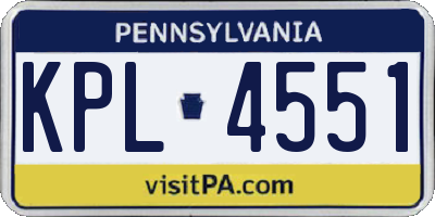 PA license plate KPL4551