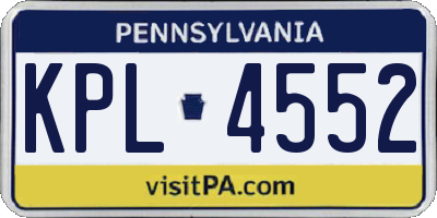 PA license plate KPL4552