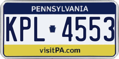 PA license plate KPL4553