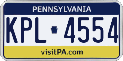 PA license plate KPL4554