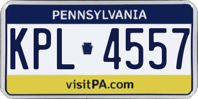PA license plate KPL4557