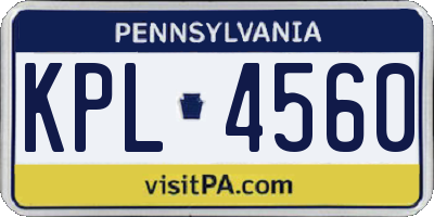 PA license plate KPL4560