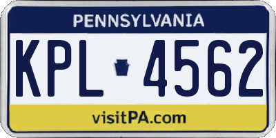 PA license plate KPL4562