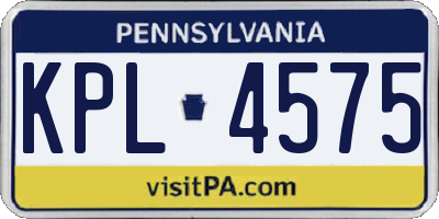 PA license plate KPL4575