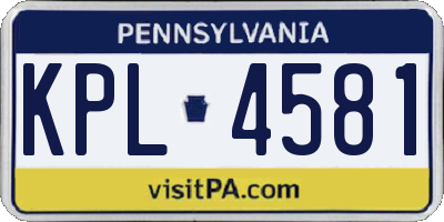 PA license plate KPL4581