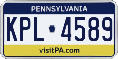 PA license plate KPL4589