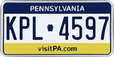 PA license plate KPL4597