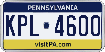 PA license plate KPL4600
