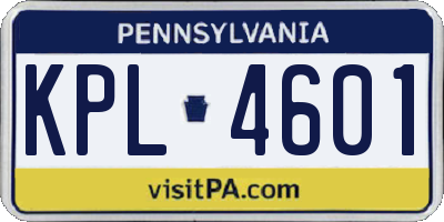 PA license plate KPL4601