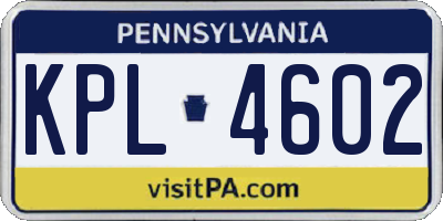 PA license plate KPL4602