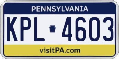 PA license plate KPL4603