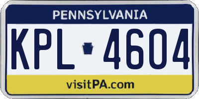 PA license plate KPL4604