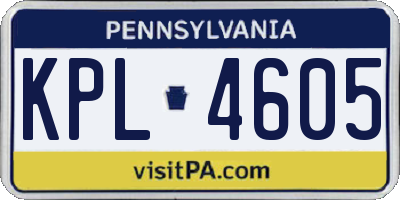 PA license plate KPL4605
