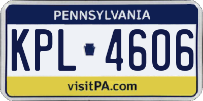 PA license plate KPL4606
