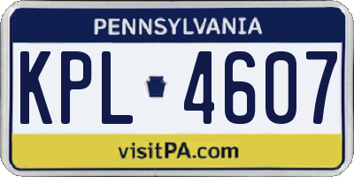 PA license plate KPL4607