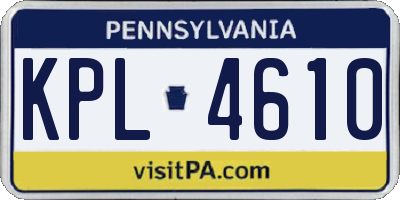 PA license plate KPL4610