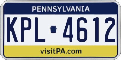PA license plate KPL4612