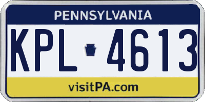PA license plate KPL4613