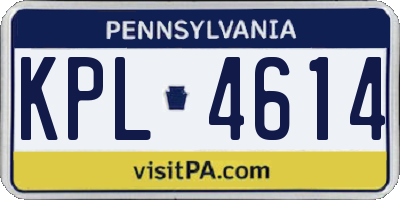 PA license plate KPL4614