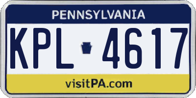 PA license plate KPL4617