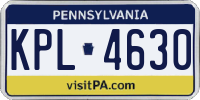 PA license plate KPL4630