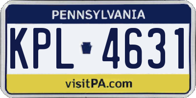PA license plate KPL4631