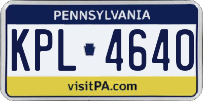 PA license plate KPL4640
