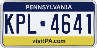 PA license plate KPL4641