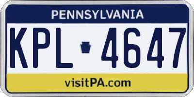 PA license plate KPL4647