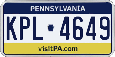 PA license plate KPL4649