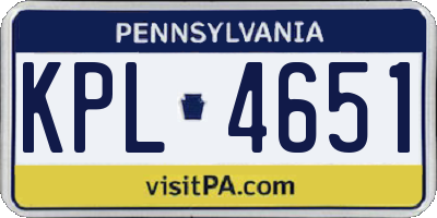 PA license plate KPL4651