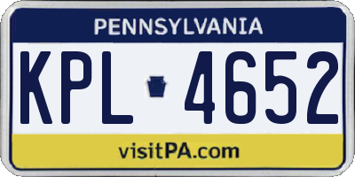 PA license plate KPL4652