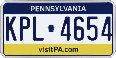 PA license plate KPL4654