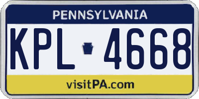 PA license plate KPL4668