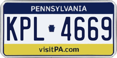 PA license plate KPL4669