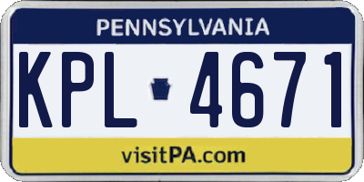 PA license plate KPL4671