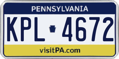 PA license plate KPL4672