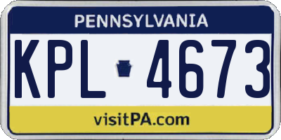PA license plate KPL4673