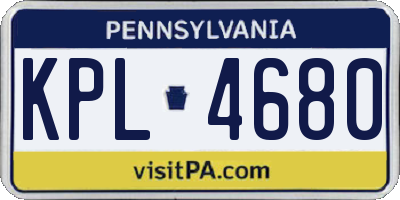 PA license plate KPL4680