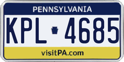 PA license plate KPL4685