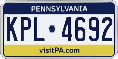 PA license plate KPL4692