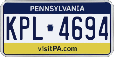 PA license plate KPL4694